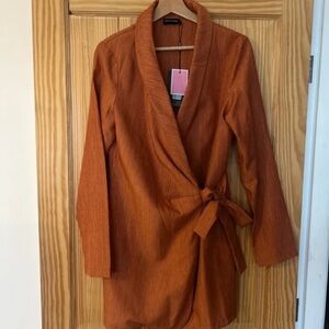 PrettyLittleThing Orange Midi Dress